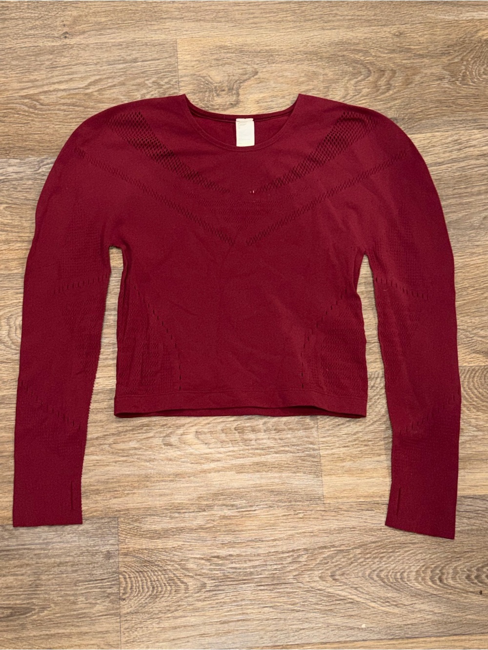 Fabletics Burgundy cropped Long-Sleeve Knit Top
